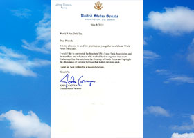 Image for article Representantes dos EUA no Texas enviam felicitações para o 16º Dia Mundial do Falun Dafa