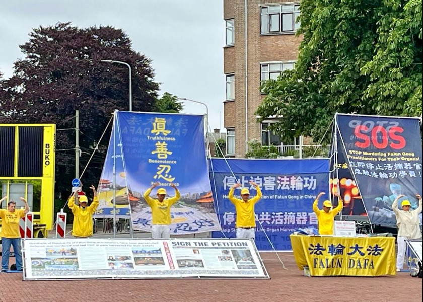 Image for article ​Praticantes do Falun Gong conscientizam sobre a perseguição contínua durante a Cúpula da OTAN na Holanda