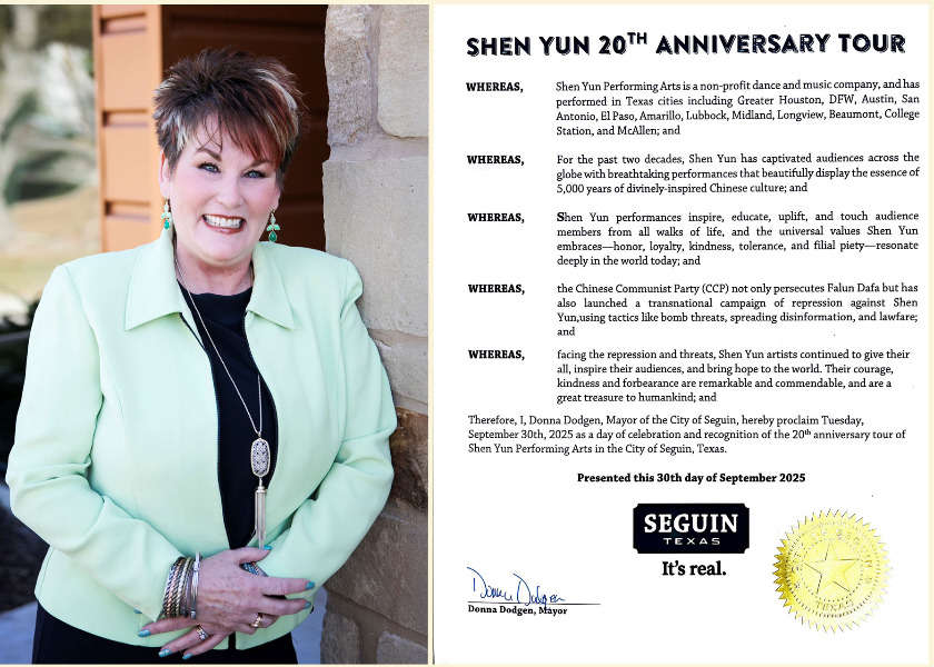 Image for article ​Texas: Prefeita de Seguin emite proclamação para o Shen Yun