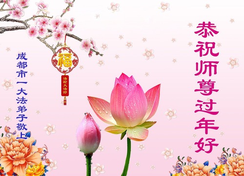 Image for article Os praticantes do Falun Dafa na cidade de Chengdu desejam respeitosamente ao Mestre Li Hongzhi um Feliz Ano Novo Chinês (103 saudações)
