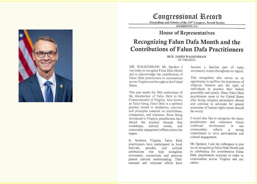 Image for article Deputado dos EUA reconhece o Mês do Falun Dafa no Congresso